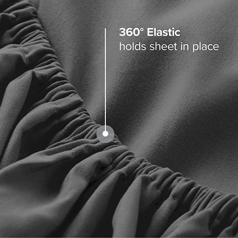 Drap-housse 100 % coton avec bande élastique bleu - AU FIL DU LIT
