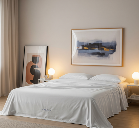 Drap-housse premium 100 % coton avec bande élastique blanc - AU FIL DU LIT