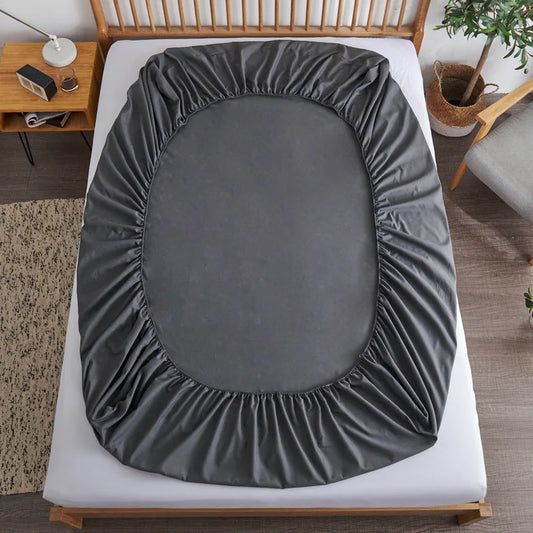 Drap-housse premium 100 % coton avec bande élastique gris foncé - AU FIL DU LIT