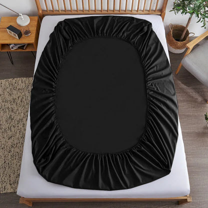 Drap-housse 100 % coton avec bande élastique noir - AU FIL DU LIT